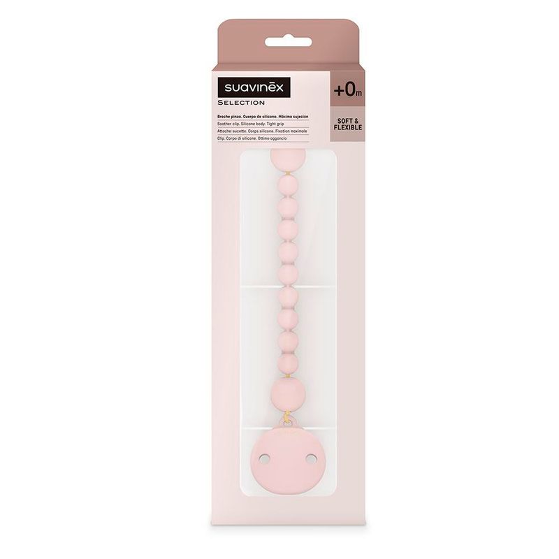 Broche de Pinza para Sujetar Chupetes con Bolitas de Silicona Rosado - Suavinex