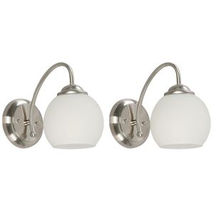 Set de 2 Lámparas para Pared Esfera Opalina Níquel Satín