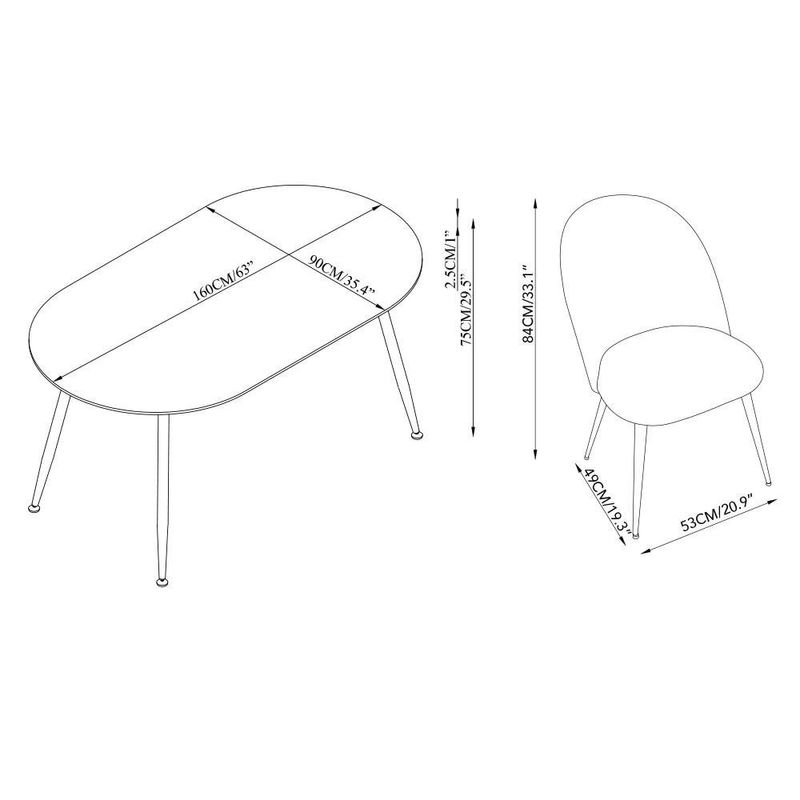 Comedor Semi Circular Piazza para 4 Personas