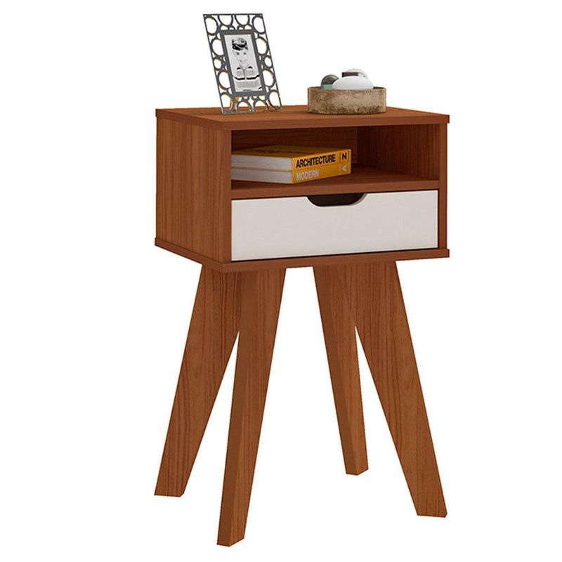 Mesa Auxiliar Tango Café y Blanco Mdf y Mdp 45x35x73 Cm