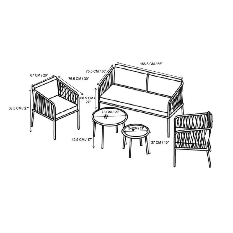 Set de Mesa Andre Gris 5 Pzas