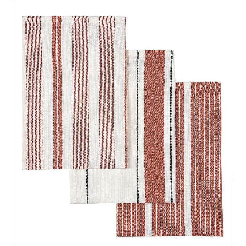 Set de 3 Toallas de Cocina Diseño con Rayas Café