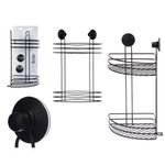 Esquinero Doble de Succión para Ducha Negro