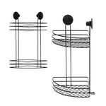 Esquinero Doble de Succión para Ducha Negro