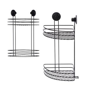 Esquinero Doble de Succión para Ducha Negro