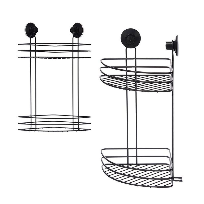 Esquinero Doble de Succión para Ducha Negro