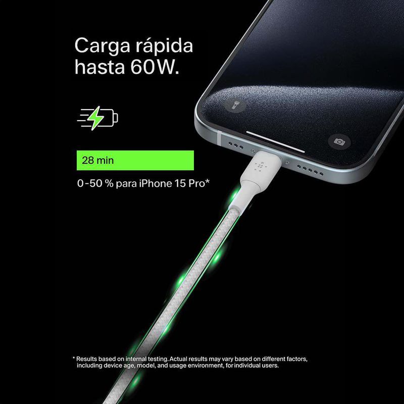 Cable Trenzado USB-C a USB-C Blanco 1 M