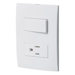 Interruptor Sencillo Y Toma 5-15R Doble Blanco - Volteck