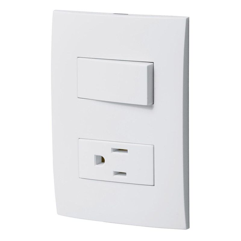 Interruptor Sencillo y Toma 5-15R Doble Blanco