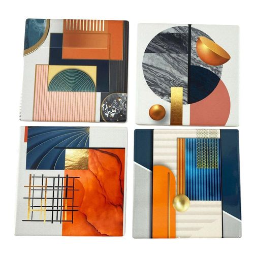 Set de 4 Porta Vasos Diseños Geométricos