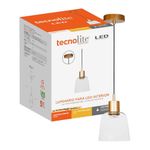 Lámpara Colgante 1 Luz Dorado y Cristal Blanco
