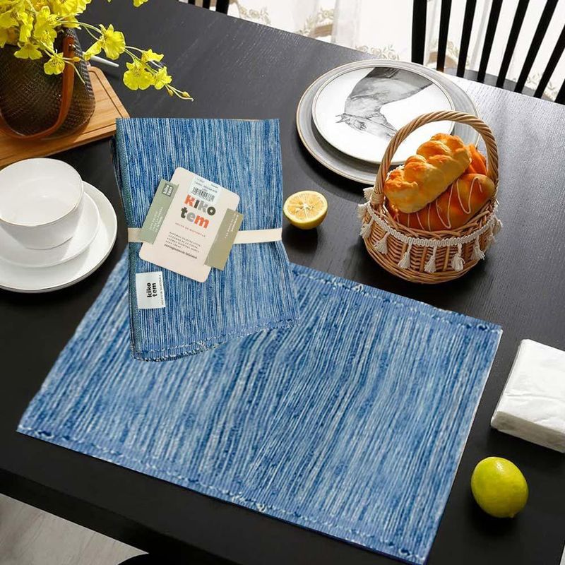 Set de 4 Individuales Artesanales Verde Y Azul - Kikotem