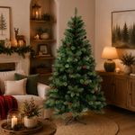 Árbol de Navidad Verde con Piñas y Frutos Rojos 1.98 Metros
