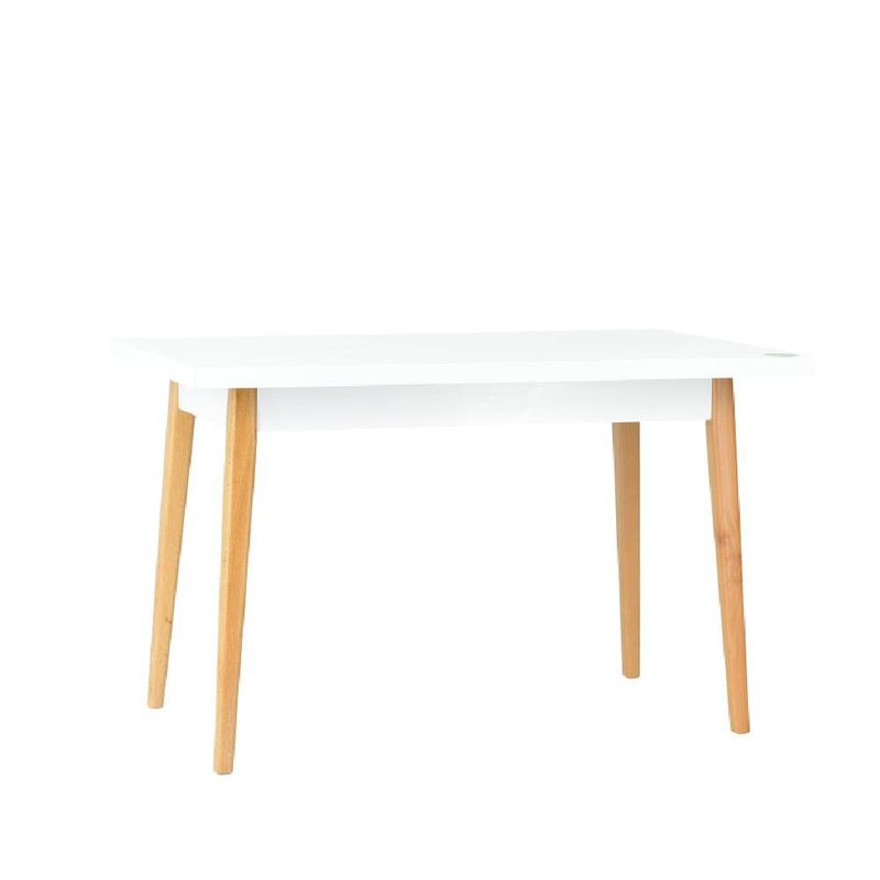 Mesa Comedor Blanco con Patas de Madera