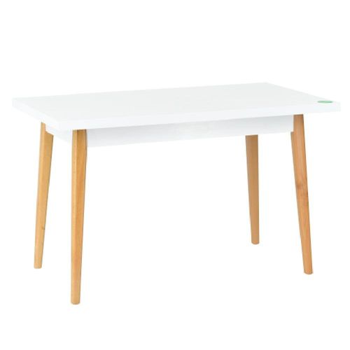 Mesa Comedor Blanco con Patas de Madera
