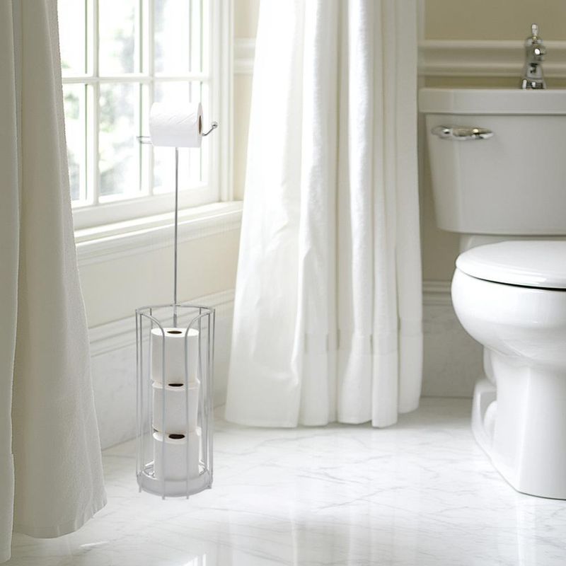 Porta Papel Higiénico Blanco con Fondo de Resina Diseño Mármol