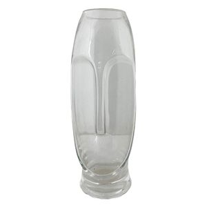 Florero de Vidrio Transparente con Diseño Curvo Elegante.