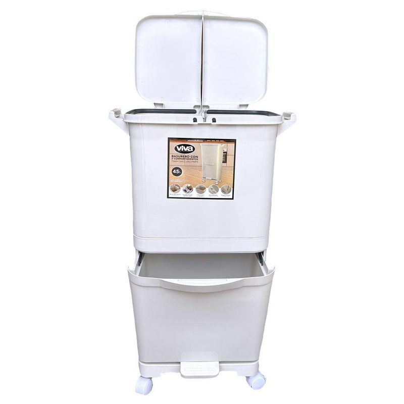Basurero de Plástico con 3 Compartimientos 45 L