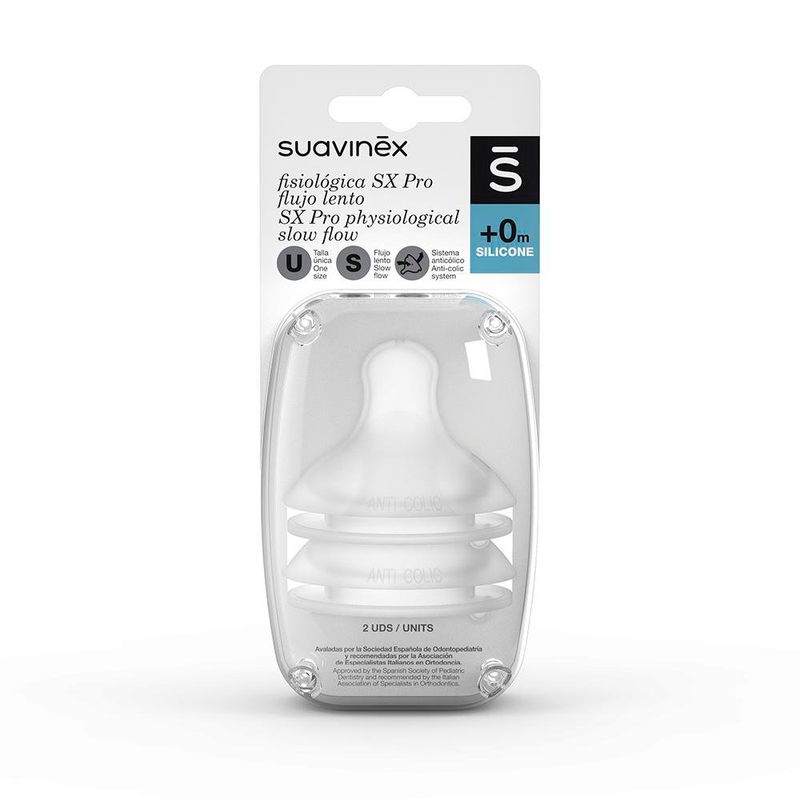 Set de 2 Tetinas Flujo Lento con Sistema Anticólico- Suavinex