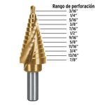 Broca Escalonada de Titaneo 12 Niveles 3/16 - 7/8 Plg - Truper Expert