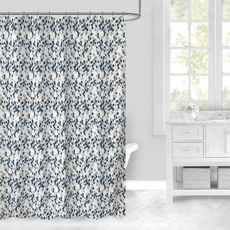 Cortina de Baño con Ganchos Diseño Hojas