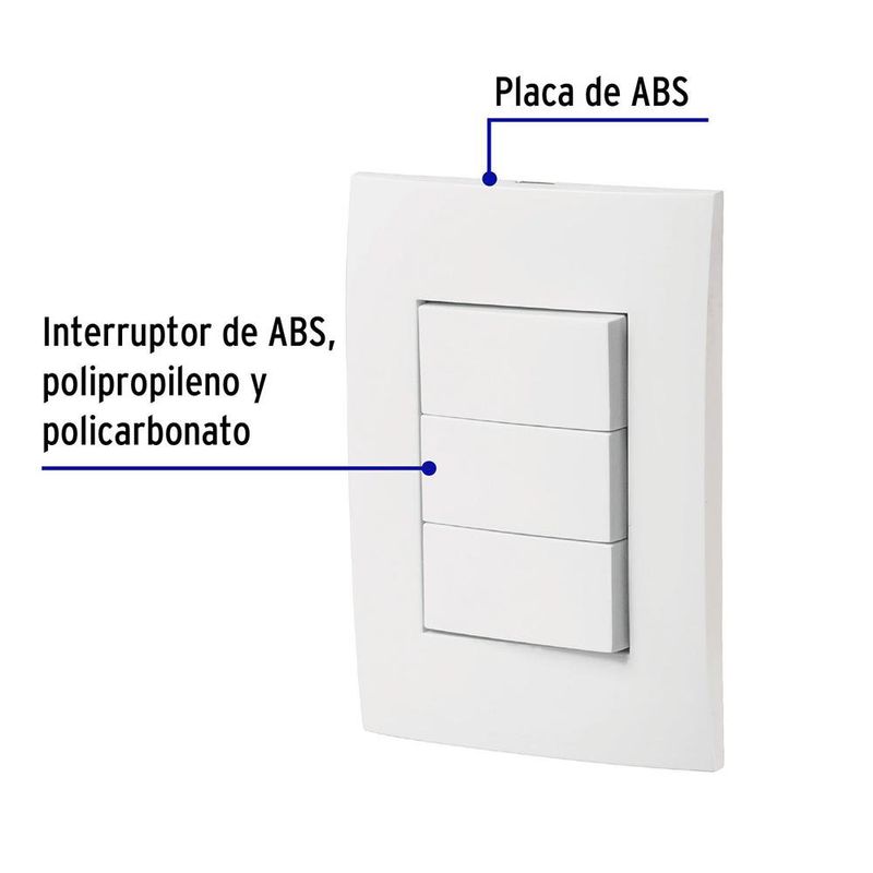 Interruptor Triple 2 Sencillos + Interruptor 3 Vías Oslo Blanco - Volteck