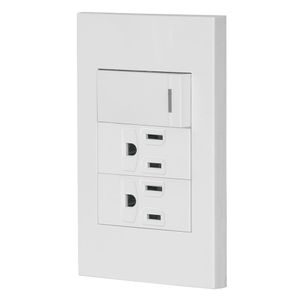 Tomacorriente Doble + Interruptor 1 Modulo Española Blanco - Volteck