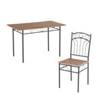 Juego de Comedor Meco de 4 Puestos en Color Nuez y Negro para Comedor