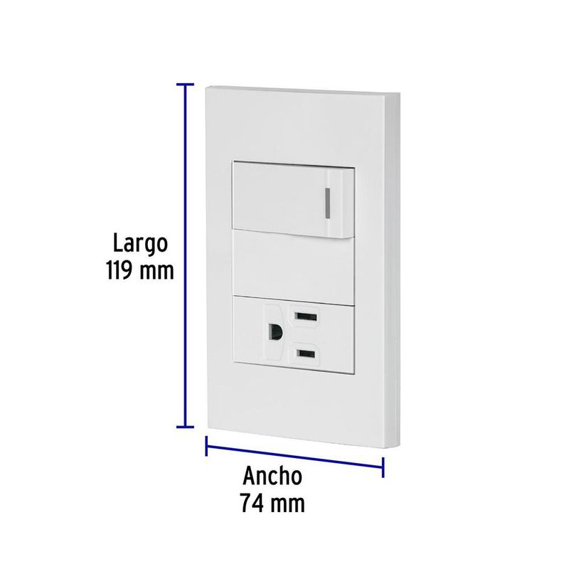 Tomacorriente + Interruptor 1 Modulo Española Blanco - Volteck
