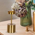 Candelero Metálico con Base Dorado 21 Cm