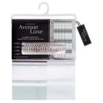Set de Cortina con Liner y Ganchos Diseño Franjas Verdes