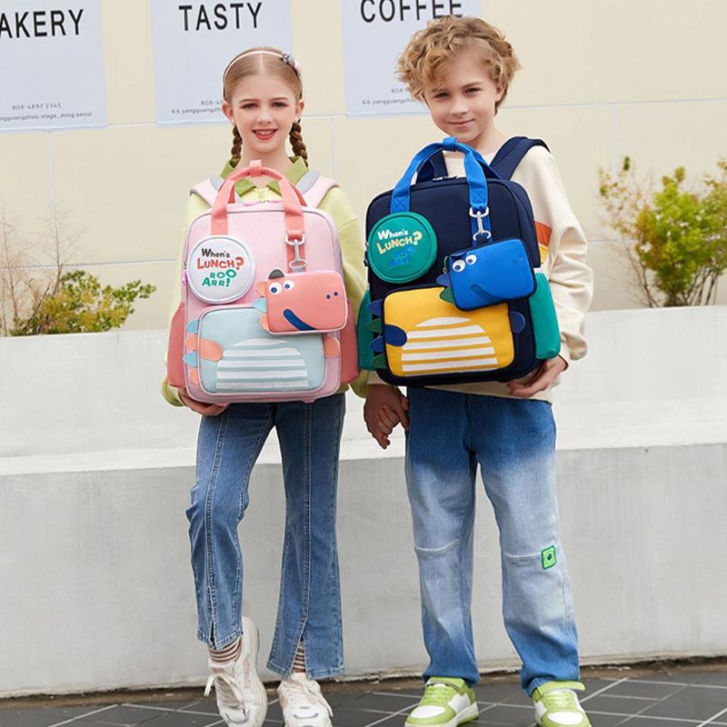 Mochila Infantil Rosa con Diseño de Dinosaurio