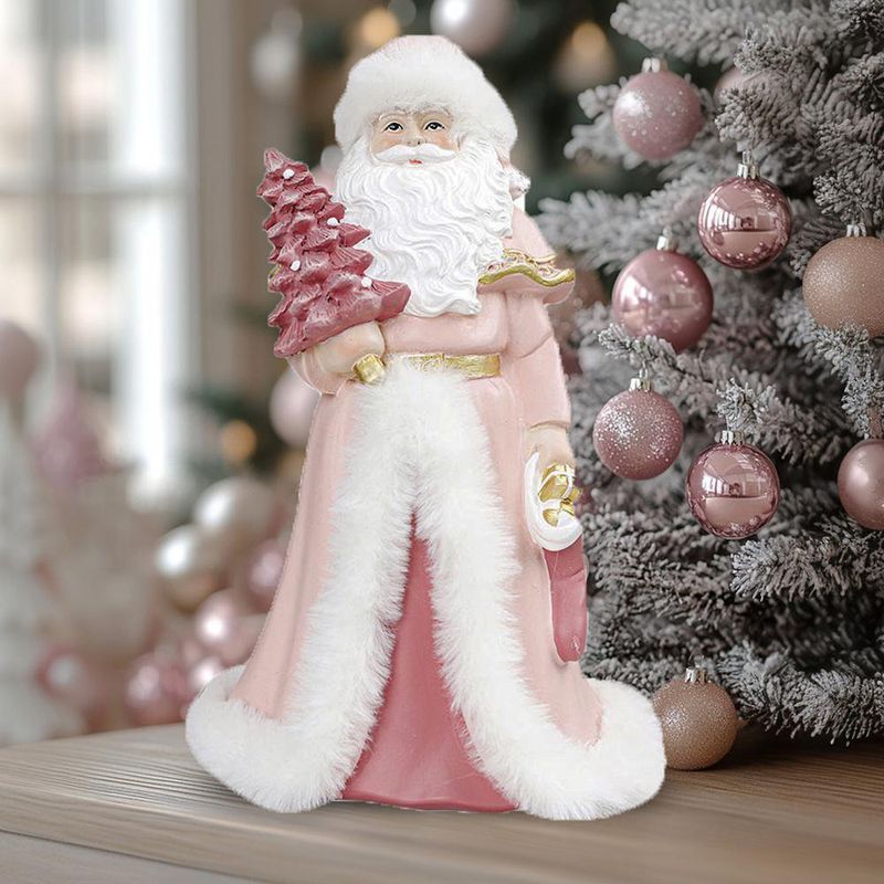 Figura Decorativa de Santa Rosado con Árbol