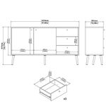 Bufetera Zoe Blanca 2 Puertas 3 Gavetas 147.2x39.1x81.7 Cm - Tvilum