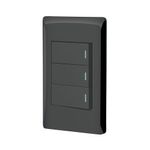 Placa Armada 2 Interruptores Sencillos + Interruptor 3 Vías Lisboa Negro - Volteck