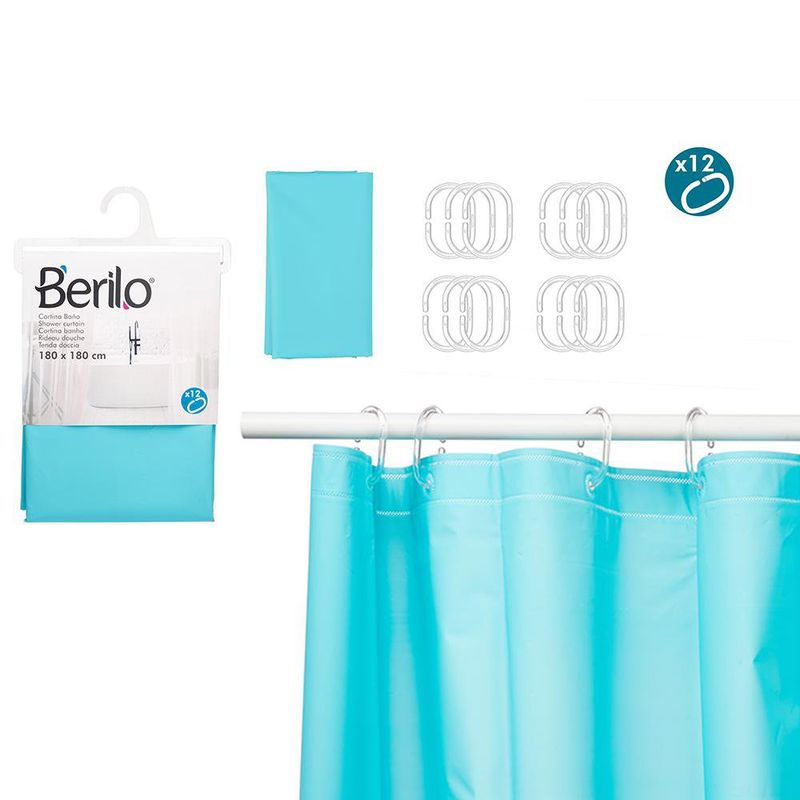 Cortina para Ducha Peva Transparente con Celeste