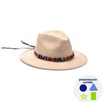 Sombrero Beige De Gamuza Con Cinta Típica