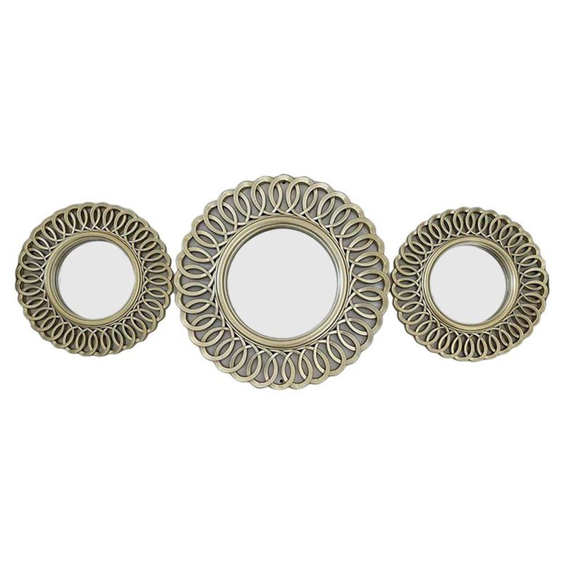 Juego de 3 Espejos de Pared Redondos Marcos Dorados