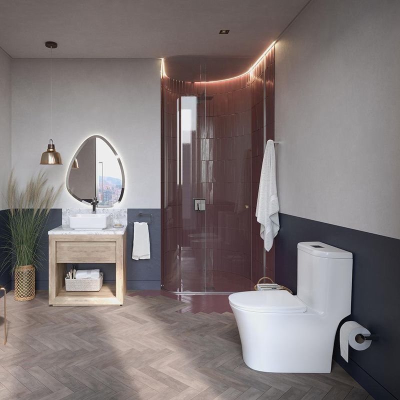 Sanitario de Una Pieza con Descarga Dual Diseño Contemporáneo Blanco Brillante