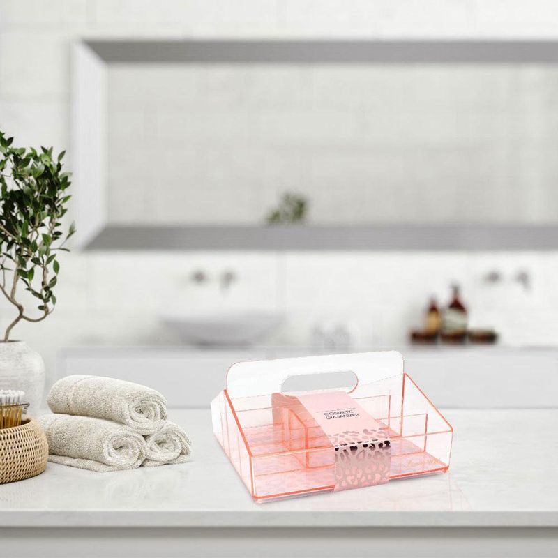 Organizador de Cosméticos Transparente en Color Rosado