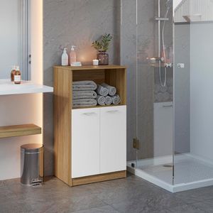 Mueble Multiusos Acabado Natural y Blanco