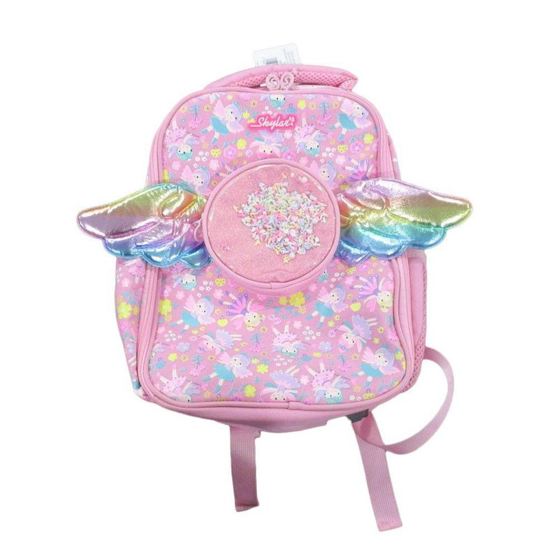 Mochila Infantil Rosa con Alas de Unicornio y Estampado Colorido