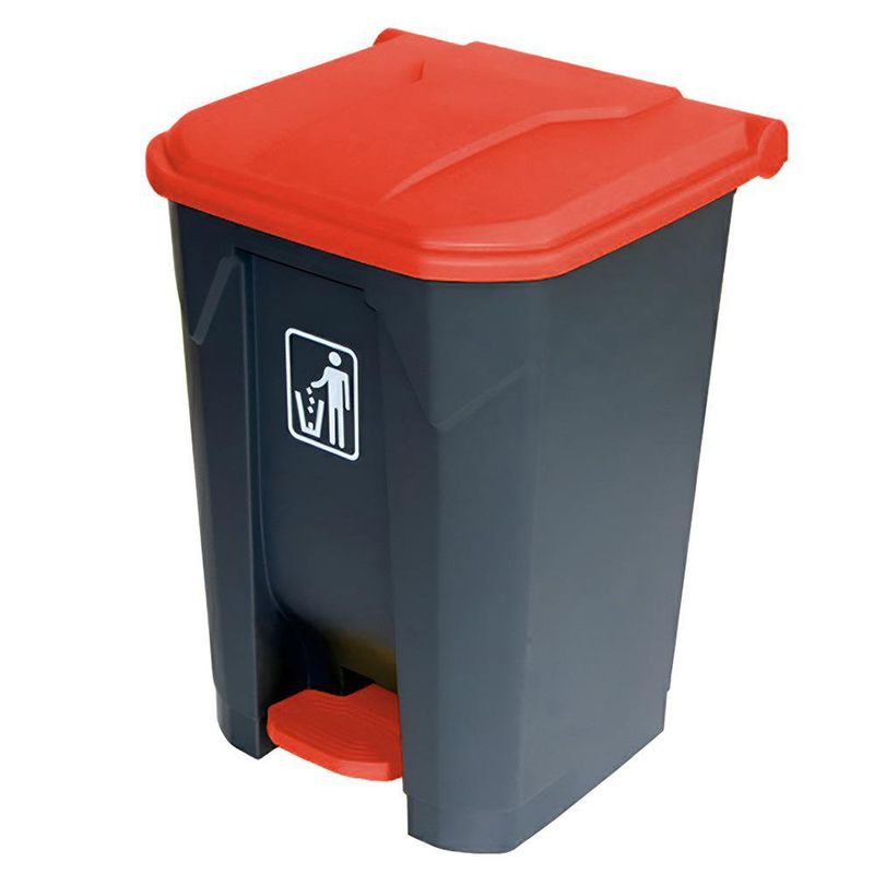Basurero Plástico Alfa de Pedal con Tapa Roja 68 Litros