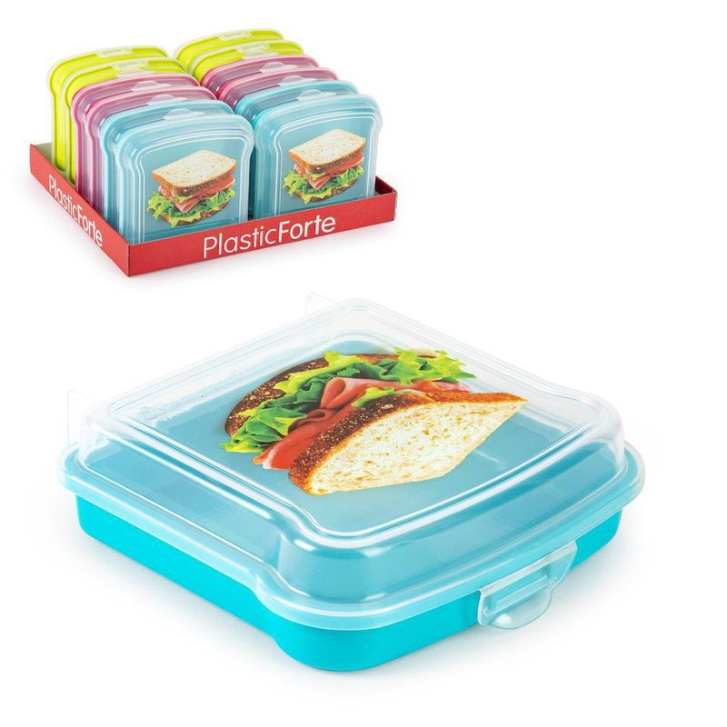 Contenedor de Plástico para Sándwich Colores Surtidos