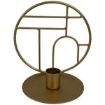 Candelero Decorativo Dorado con Diseño Geométrico