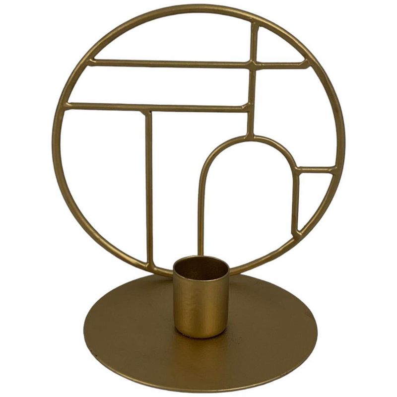 Candelero Decorativo Dorado con Diseño Geométrico