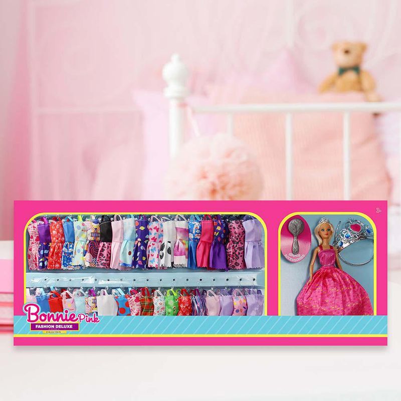 Set de Muñeca 12 Plg y 36 Vestidos