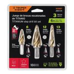 Set Brocas Escalonadas de Titanio 3 Pzas Metal/Plástico - Truper Expert