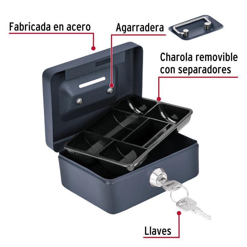 Caja de Seguridad para Dinero con Llave 12X6X10 Cm - Hermex