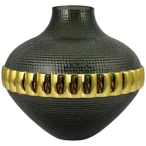 Florero Gris con Dorado